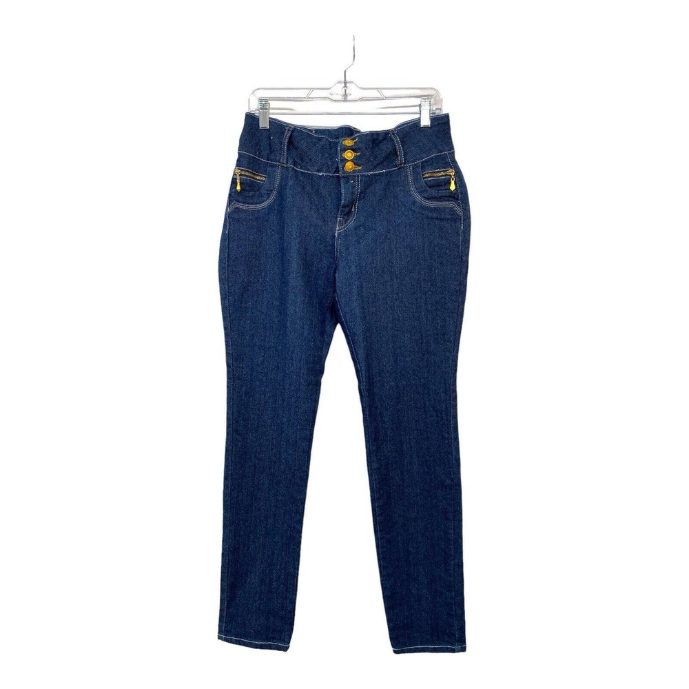 Butt Lift Crocker Light Wash Blue Sexy Jeans Skinny Triple Button Stretch‎ Sz 15